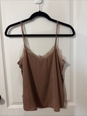 wild fable Brown Lace-Trim Cami Tank